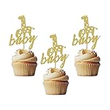 24 Pcs Oh Baby Cupcake Toppers Animal Giraffe Gender Reveal Party Baby Shower Birthday Party Cake Decoration Dessert Insert MGPFERD