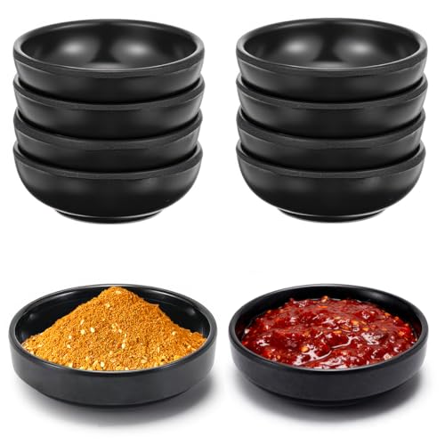 10 Piezas Cuencos Aperitivos, 8,7 x 2,5 cm Cuencos Redondos para Salsa, Reutilizable Apilables Platos Pequeños, Mini Tazones para Salsa, Mini Cuencos para Salsas, Salsas, Especias, Frutas (Negro)