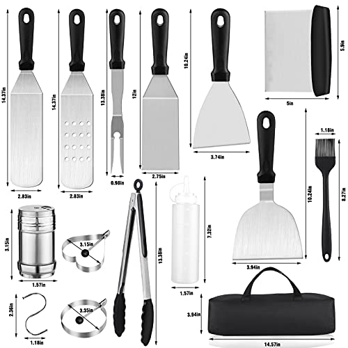 Yolidas BBQ Griddle Accessories Kit, 21 Pcs Stainless Steel Grilling Accessories with Griddle Scraper and Metal Spatula, Flat Top Grill Accessories Set for Outdoor Grill, Teppanyaki and Camping