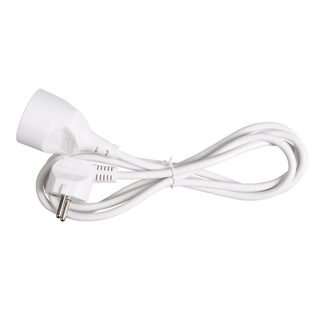 Rallonge Électrique 2 m 16 A 1 Prise 2P+T Câble HO5VV-F 3G1 mm² 3880 W Blanche Sécurité Enfant