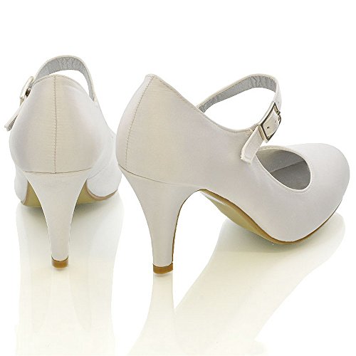ESSEX GLAM Womens Mary Jane Bridal Pumps Mid Heel Close Toe Wedding Evening Dressy Party Shoes - Image 4