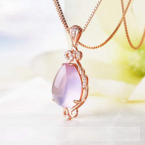 Collier en argent 925 rose fée cristal pendentif chic - 2