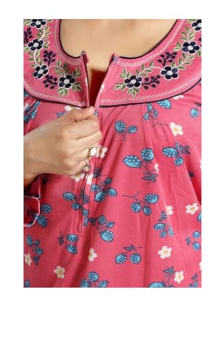 Image of Onekbhalo Women's Cotton Floral Kaftan Nighty Maxi Gown (OK Free Size)