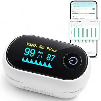 Fingertip Pulse Oximeter with Bluetooth App Blood Oxygen Tracking