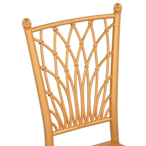 Image of Nilkamal Glam Plastic Chair | Set of 4 | Royal Look with Balanced Posture Support | for Living Room, Dining Room, Garden, Cafes, Balconies, Weddings & Events | Shimmer Gold
