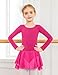 Arshiner Kids Girls Classic Long Sleeve Leotard Dance Ballet Dress Rose Red