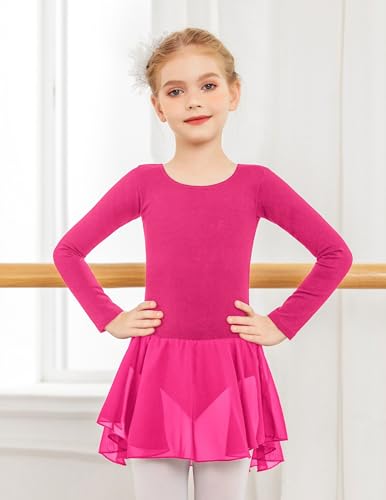 Arshiner Kids Girls Classic Long Sleeve Leotard Dance Ballet Dress2