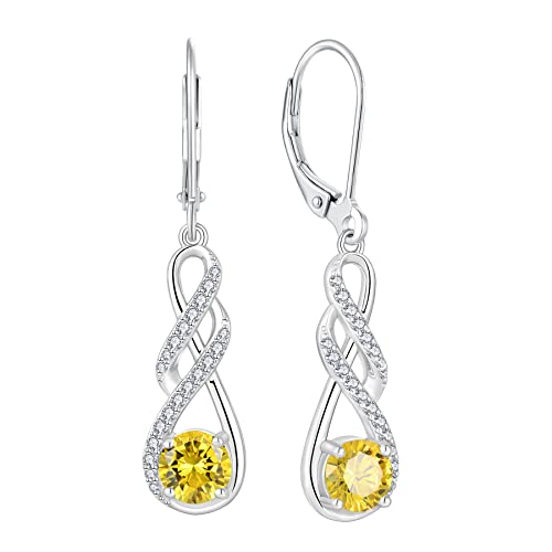 Boucles d'oreilles Infini Argent 925 Femme Pierre de Naissance Bijoux Cadeaux