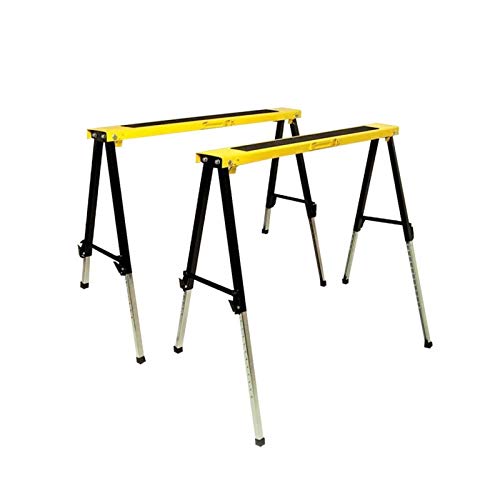 Lot de 2 Tréteaux Pliables - Hauteur Réglable - Polyvalents et Stables - Charge Maximale de 120 kg par Tréteau - 100% métal