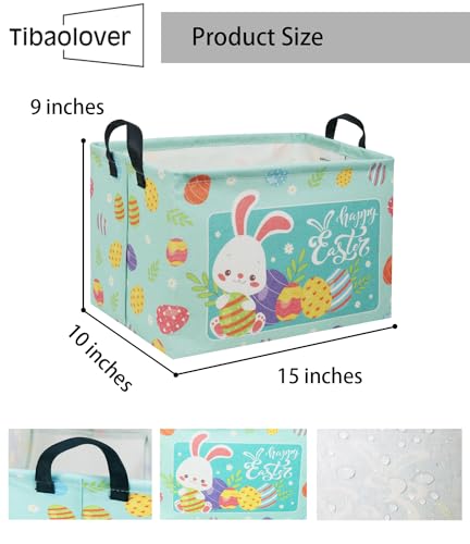 Image of Rectangular Easter Basket Baby Storage Basket Cute Kids Toy Storage Bin Organizer Shelf Book Basket Room Decor(Happy Easter)