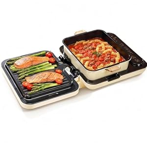 Joydeem Electric Grill with Hot Pot, Shabu Shabu Pot with Grill, Foldable & Detachable Design, 1800W, 4.75Qt Large Capacity, Ceramic Oil Non-Stick Coating, 8 Functions & DIY Mode, SKG-B430