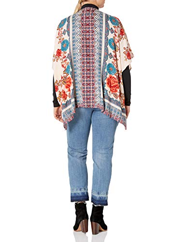 Angie Women's Plus Size Printed Kimono, Beige, 2X - Thumbnail 2