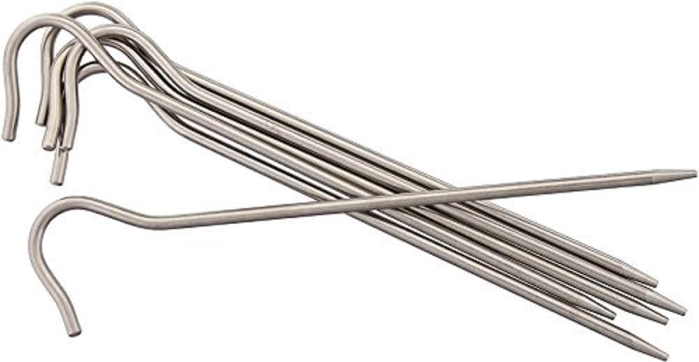 Titanium Shepherds Hook Stake (6-Pack) | Lightweight Tent Stakes | 0.3 Ounces (8 Grams) Each | 6.5” L x 0.14” D (165 x 3.5mm) | Model T-111