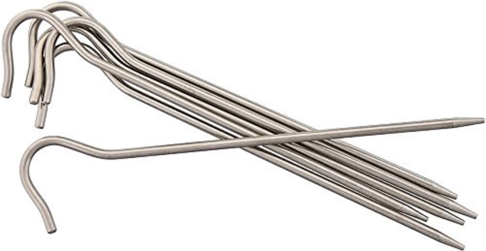 Vargo Titanium Shepherds Hook Stake (6-Pack) | Lightweight Tent Stakes | 0.3 Ounces (8 Grams) Each | 6.5” L x 0.14” D (165 x 3.5mm) | Model T-111