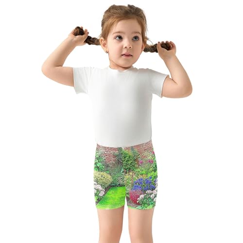 Joisal Vibrant Garden Blooming Flowers Girls Biker Shorts Toddler Cotton Shorts for Under Dresses 4t Summer Clothes3