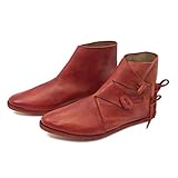  Wikinger-Schuhe oder Mittelalter-Schuhe doppelt besohlt Rot Gr. 46