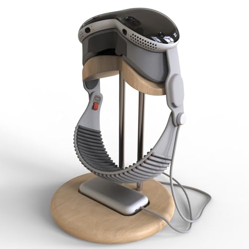 Vision Pro Stand, Wooden VR Stand with Battery Holder, Vision Pro Headset Display Stand, Fits Most...