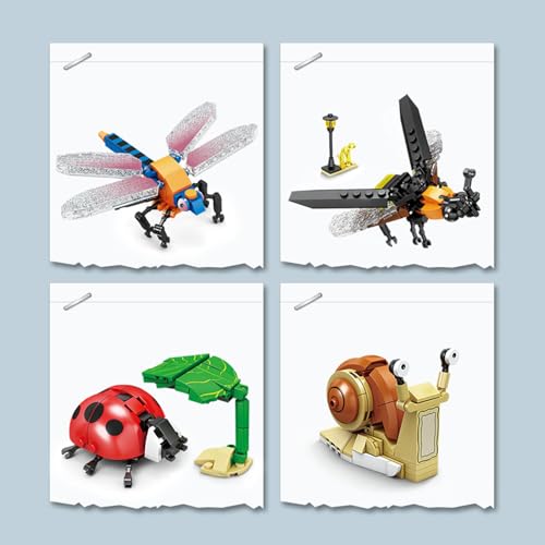 Image of Mini Insect Building Blocks Toy Insect Collection Building Block Set Insects Collection Building Blocks Bugs Toy Building Sets for Kids 6+ (Dragonfly)