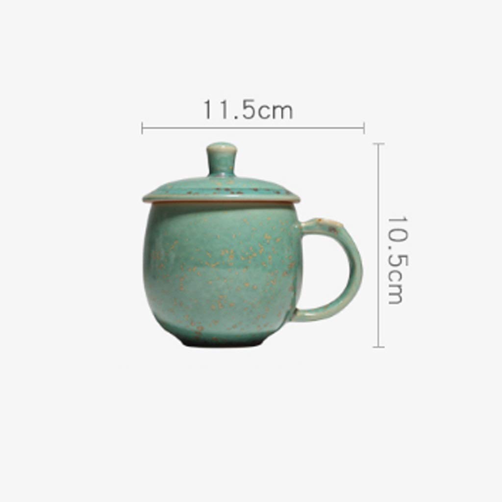 Kaffee-Becher Keramikbecher Cyan Smooth Mellow Glaze Kapazität Becher mit Deckel Tasse Große Kapazität Exquisite Tragbare Kaffeetasse 200ml (Color : Green)