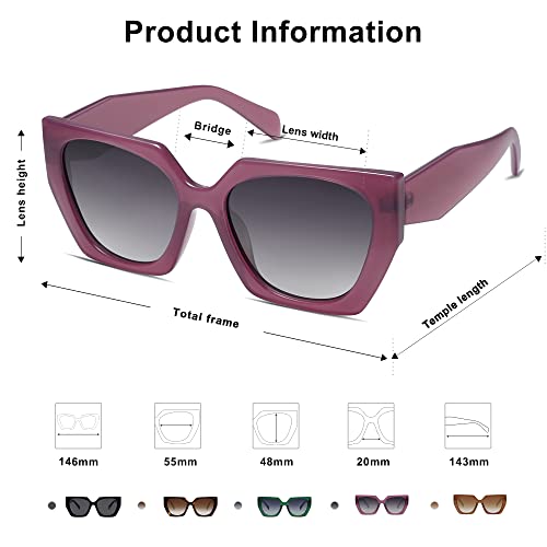 Sojos Retro Polarized Oversized Sunglasses Womens Big Square Vintage Designer Sunnies Sj2205, Dark Purple/Grey #TOP3