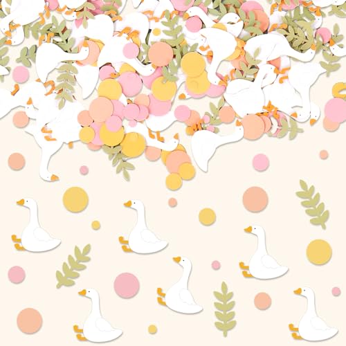 Image of Whaline 300 Pcs One Silly Goose Birthday Table Confetti Goose Dot Leaves Confetti Table Centerpieces for First Birthday Party Decoration