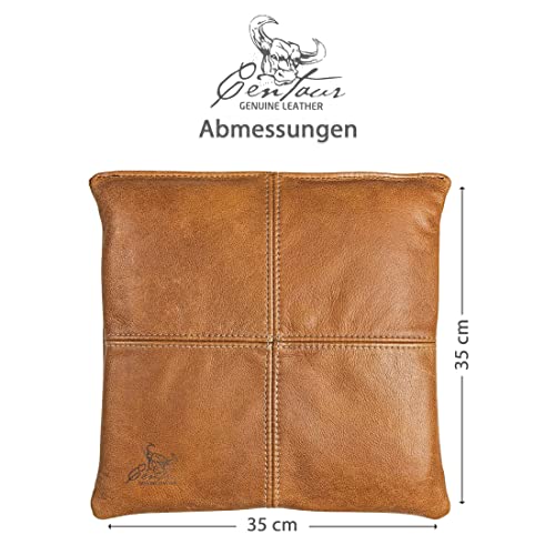 Centaur - Hochwertiges Leder Sitzkissen - Cognac Vintage 35x35 cm - Ideal für Stuhl oder Sitzbank - Abwaschbare Echtleder Stuhlkissen - Pflegeleichte Sitzauflage