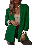 PRETTYGARDEN Blazers for Women 2025 Fall Work Office Suit Jackets Dressy Open Front Leopard Blazer Business Casual Outfits (Green,Medium)