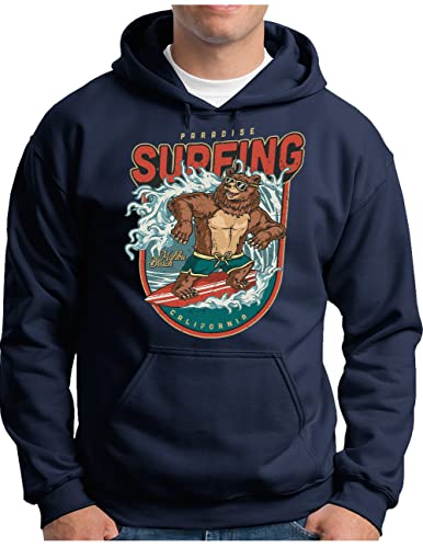 Sweat à capuche homme XXL bleu marine OM3 pull vintage California Surfing manches longues
