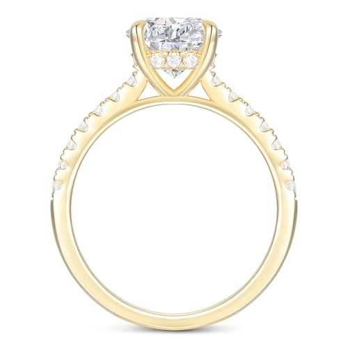 14K White Gold Moissanite Rings 2ct Round Cut Moissanite Engagement Rings 14K Gold Hidden Halo Engagement Ring for Women2