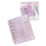 三八商店 シール帳 透明 女の子 台紙 シールバインダー トレカ ファイル リフィル シール台紙 プリクラ帳 m5 手帳 クリアバインダー (ピンクラメ)