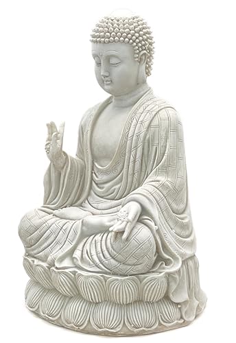 Estatua de Buda meditando de resina blanca de 12 pulgadas miniatura 2