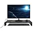 Tuo3eu Soporte de Monitor Plegable, Elevador Pantalla Longitud Ajustable con 4 Puertos USB soporta Transferencia de Datos y Carga para PC, Portatil Ordenador, TV, Negro