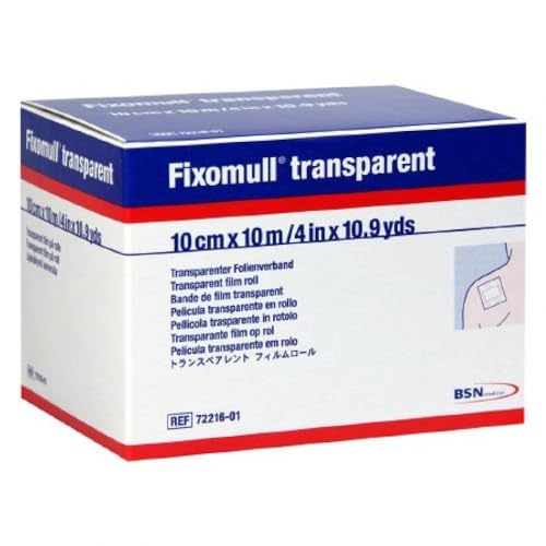 Image of Fixomull Transparent Adhesive Bandage Roll 10cm x 10m | Waterproof Clear Dressing Tape for Wounds & Tattoo Aftercare | Flexible Stretchable Medical Film | Breathable Skin-Friendly Bandage Roll
