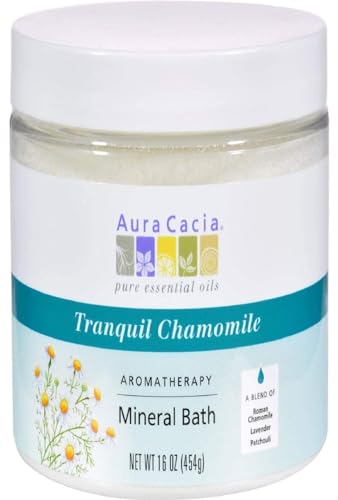 Aura Cacia Aromatherapy Mineral Bath, Tranquil Chamomile, 16 ounce jar