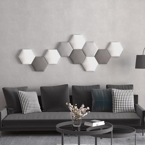 Paneles acolchados hexagonales gris oscuro 30x34.5cm autoadhesivos para cabecero de cama de dormitorio 6
