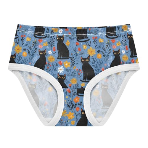 Girls Underwear Soft Cotton Cat Flowers Kids Panties in Sizes 2/3t, 4t, 5t, 6 and 8