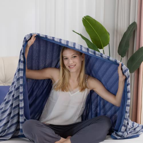 Auemtyn Cooling Blankets For Hot Sleepers,Throw Blanket With Double Side Enhanced Cooling Effect,Japanese Q-Max>0.5 Lightweight Breathable Summer Blankets For Bed, Couch,Sofa(60"X80",Navy Blue) #TOP6