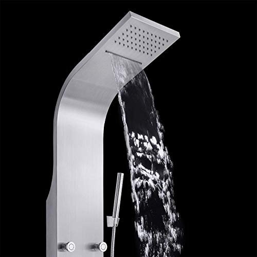Rain Waterfall de acero inoxidable con jets de masaje y ducha manual estilo lluvia cromada para baño miniatura 4