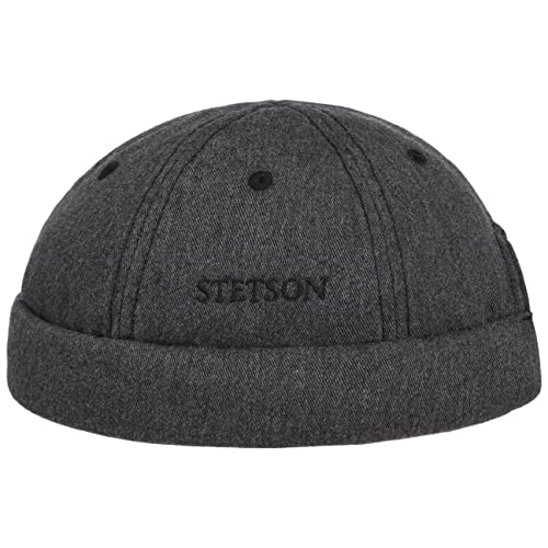 Stetson Cotton Melange Dockermütze Herren UV Schutz 40+ 100% Baumwolle Docker mit Klettverschluss Sommer Winter anthrazit L (58-59 cm)