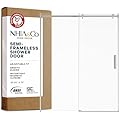 Semi-Frameless Sliding Shower Door – 56-60” x 75”, Tempered Glass Shower Door, Corrosion Resistant Hardware, Smooth Glide Rollers, Reversible Installation, Leak-Proof Magnetic Lock (Brushed Nickel)