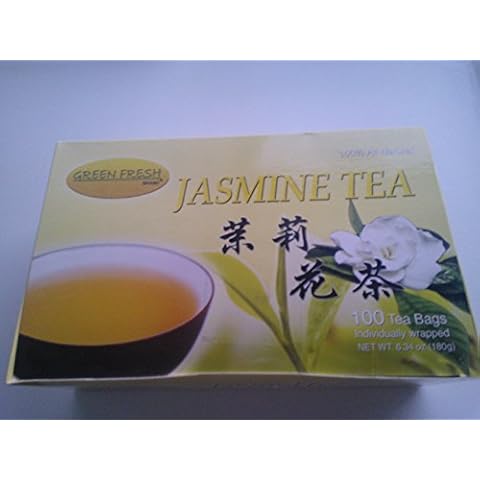 Green Fresh Jasmine Tea 100% All Natural, (200 g) 100 Tea Bags Individually Wrapped Cover