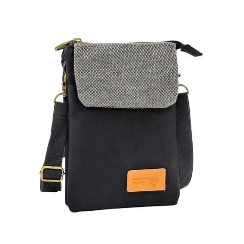 Narunii   Bolsa para teléfono portátil para mujer, bolsa portátil, bandolera para mujer, lona, bolsa para teléfono móvil, para viajes, compras, diarios, Negro s2