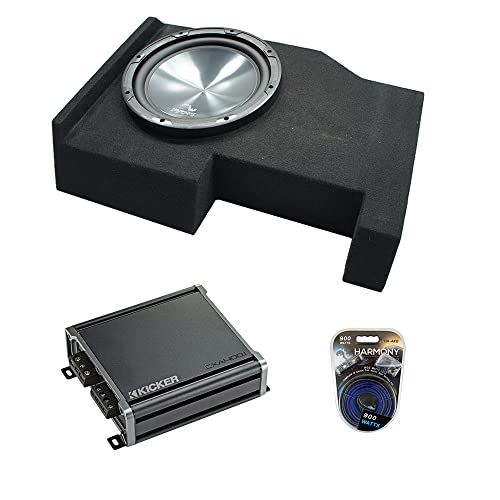 Harmony Audio HA-R124 Compatible with Chevy Silverado Crew Cab 2014-2018 Rhythm Series,46CXA4001 Class D Mono 800W Peak Amp and GM1X12-CREW14UP Single 12