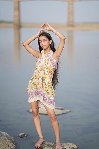 Heritage Block Print Sarongs | Handmade Cotton Pareo Sustainable Block Print Sarong | Hand Dyed Beach Wrap4