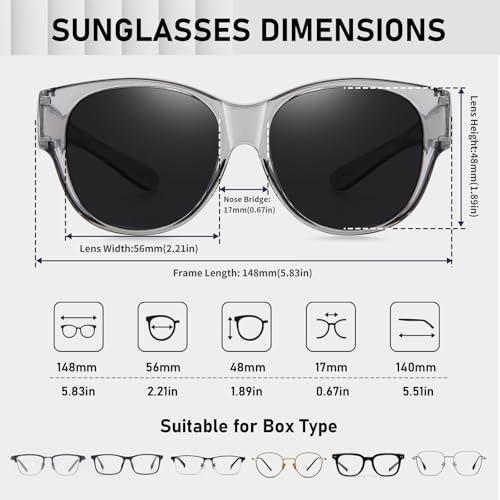 Image of HAOLOTA Fit Over Glasses Sunglasses for Women Polarized | Over Glasses Sun Glasses, UV400 Polarized Lens, Trendy Cat Eye Sunglasses, Lightweight and Flexible, Driving, Daily Use