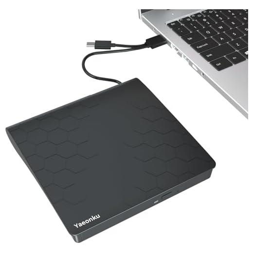 Yaeonku Double Connector External Blu-ray CD DVD Drive, USB 3.0 Type-C Portable CD DVD Burner Player, Compatible with Laptop Desktop PC Windows Linux Mac OS
