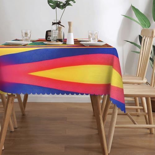 Nappe rectangulaire tissu rayures arc-en-ciel table salle à manger buffet - 4