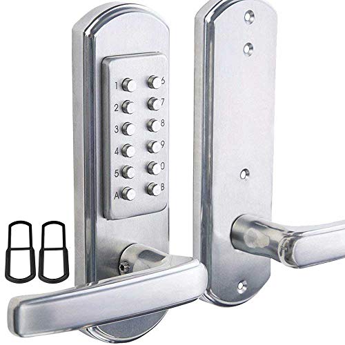 Bravex Left Keyless Entry Door Lock Keypad,Not Deadbolt,Only for Single Borehole Door,Borehole Smaller Than Dia.2-1/8”,Need Drill Additional 4 Holes(Mechanical,Does Not Lock Automatically)