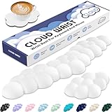 Sushret Cloud Wrist Rest for Keyboard and Mouse, Memory Foam PU Leather Keyboard Wrist Rest with Ergonomic Support, Non-Slip Base, Cute Arm Rest Pad & Palm Cushion, Office Desk Accessory, White