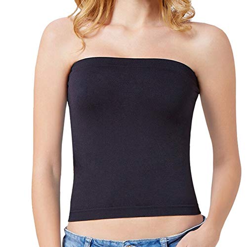 1Pc Women's Innerwear Tube-Tops Bustier Strapless Seamles Wrapped Chest Size: One Size; Material: Cotton Black-image-10